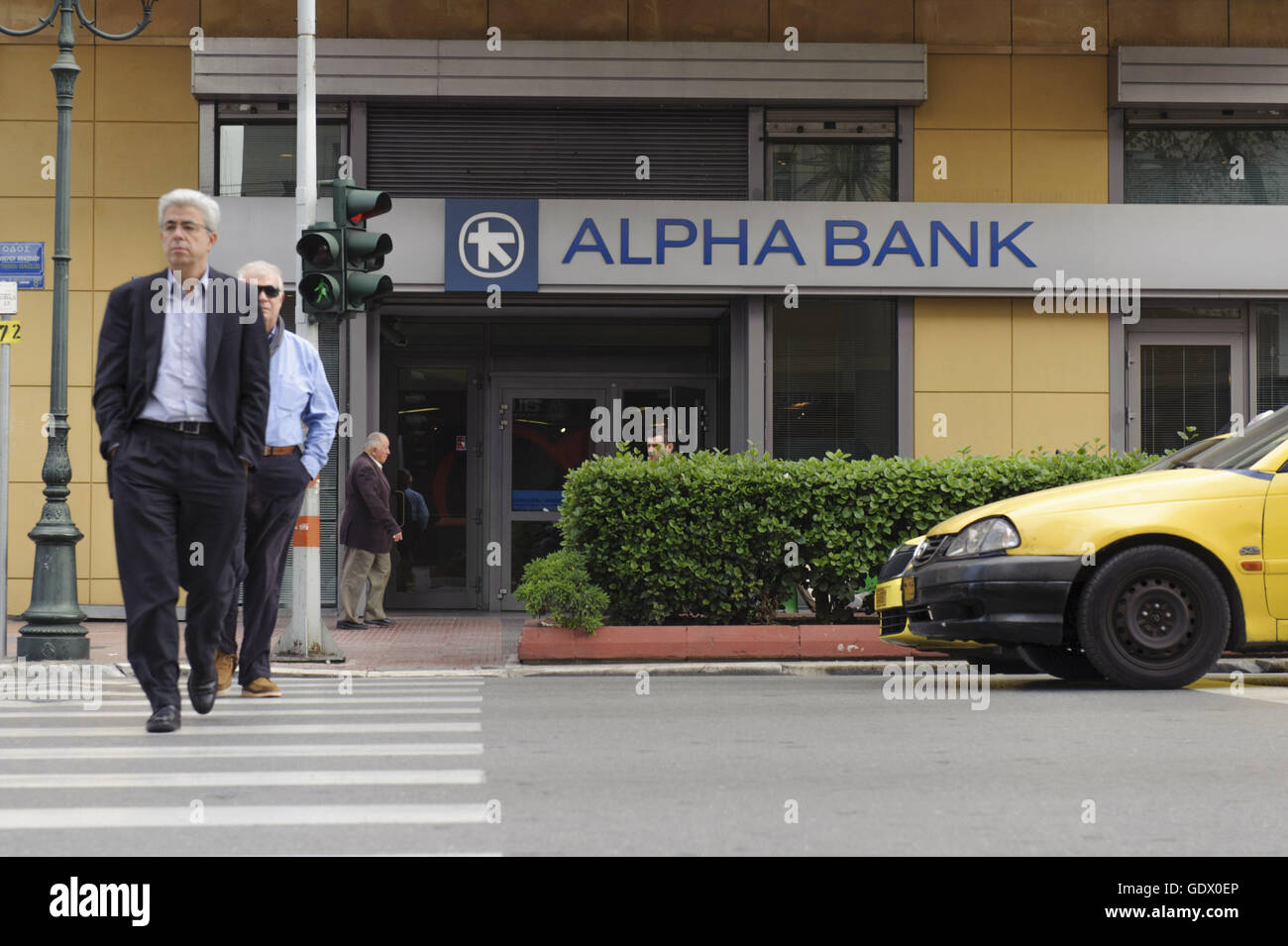 ALPHA BANK-Filiale in der Panepistimiou Straße Stockfoto