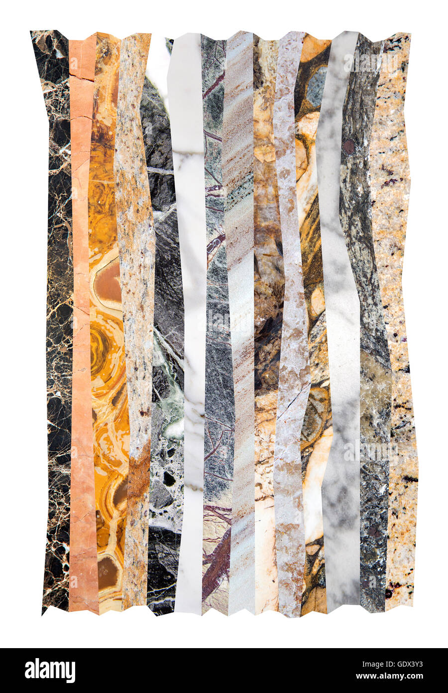 Abstrakte Linie Collage Plakat von verschiedenen Marmor Stockfoto