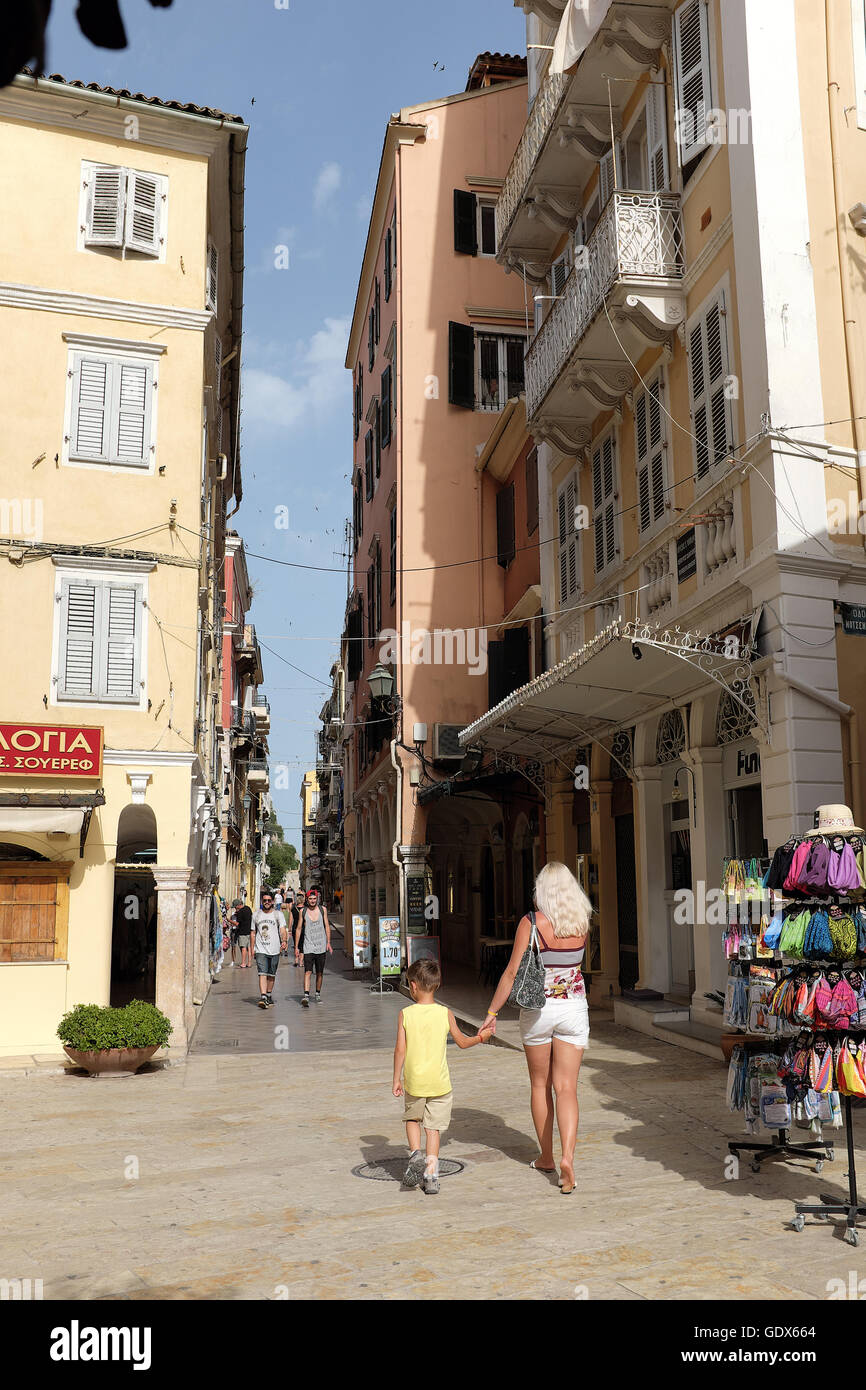 Altstadt von Kerkyra, Korfu-Stadt, UNESCO-Weltkulturerbe, Corfu, Ionische Inseln, Griechenland Stockfoto
