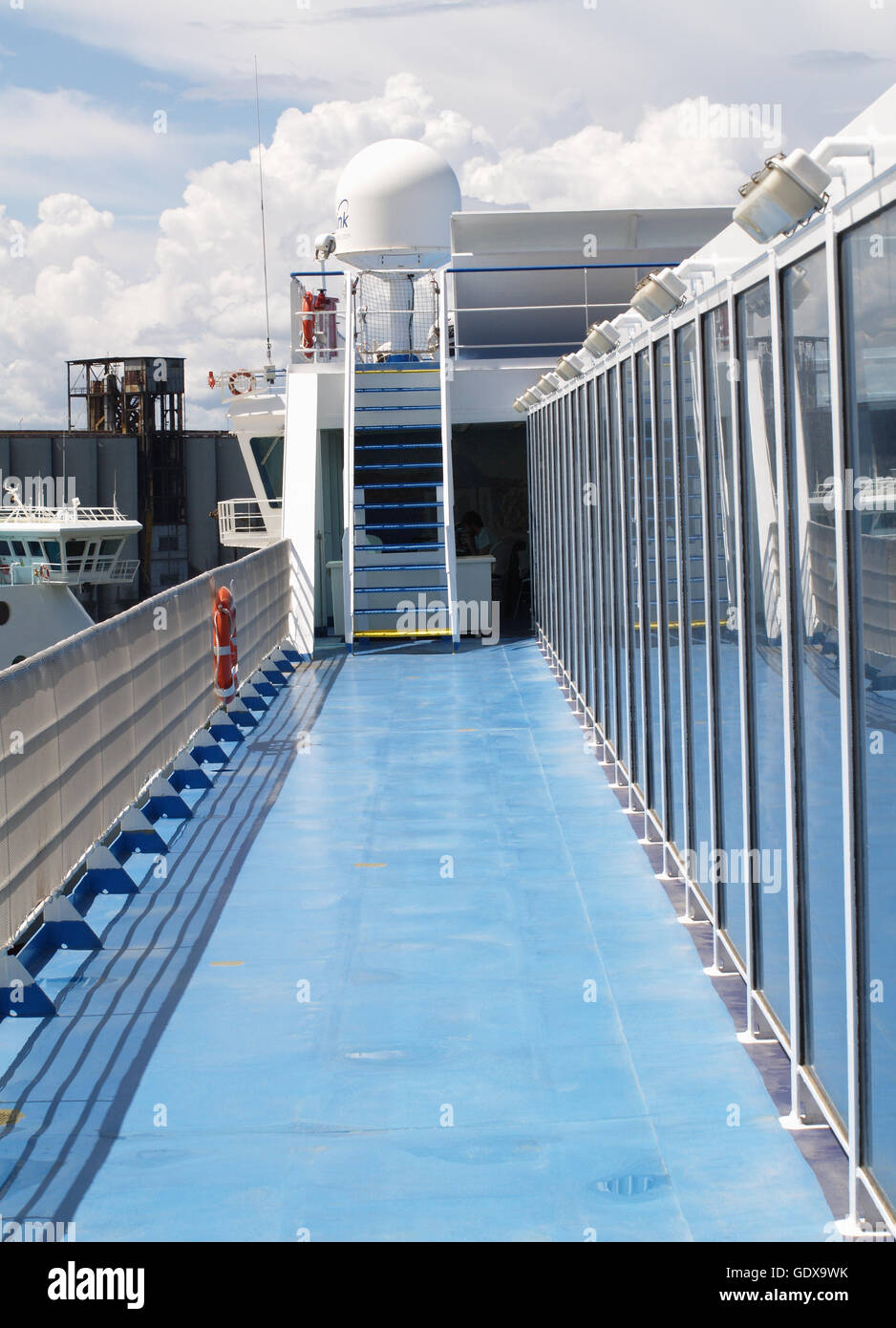 Blick auf die passage Weg an Bord Minoan Lines Fähre Cruise Olympia Stockfoto