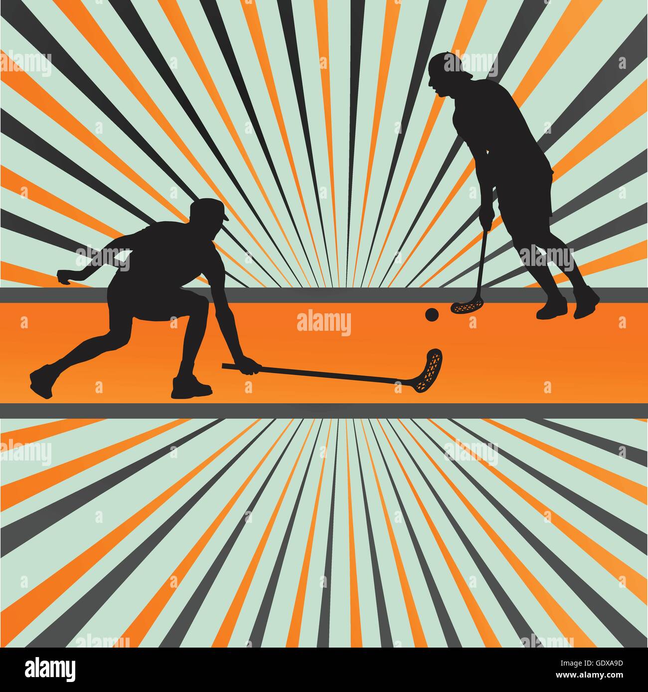 Floorball Spieler Vektor Silhouette Hintergrund abstrakt platzen Stock Vektor
