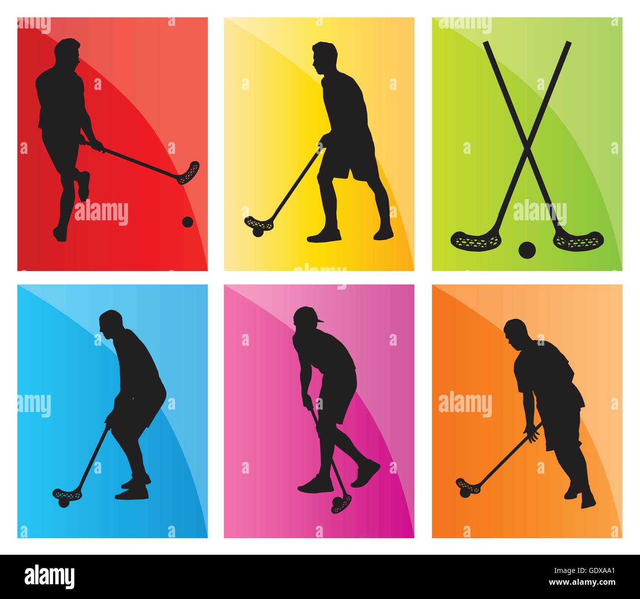 Floorball Spieler Vektor Silhouette Hintergrund Sport set für poster ...