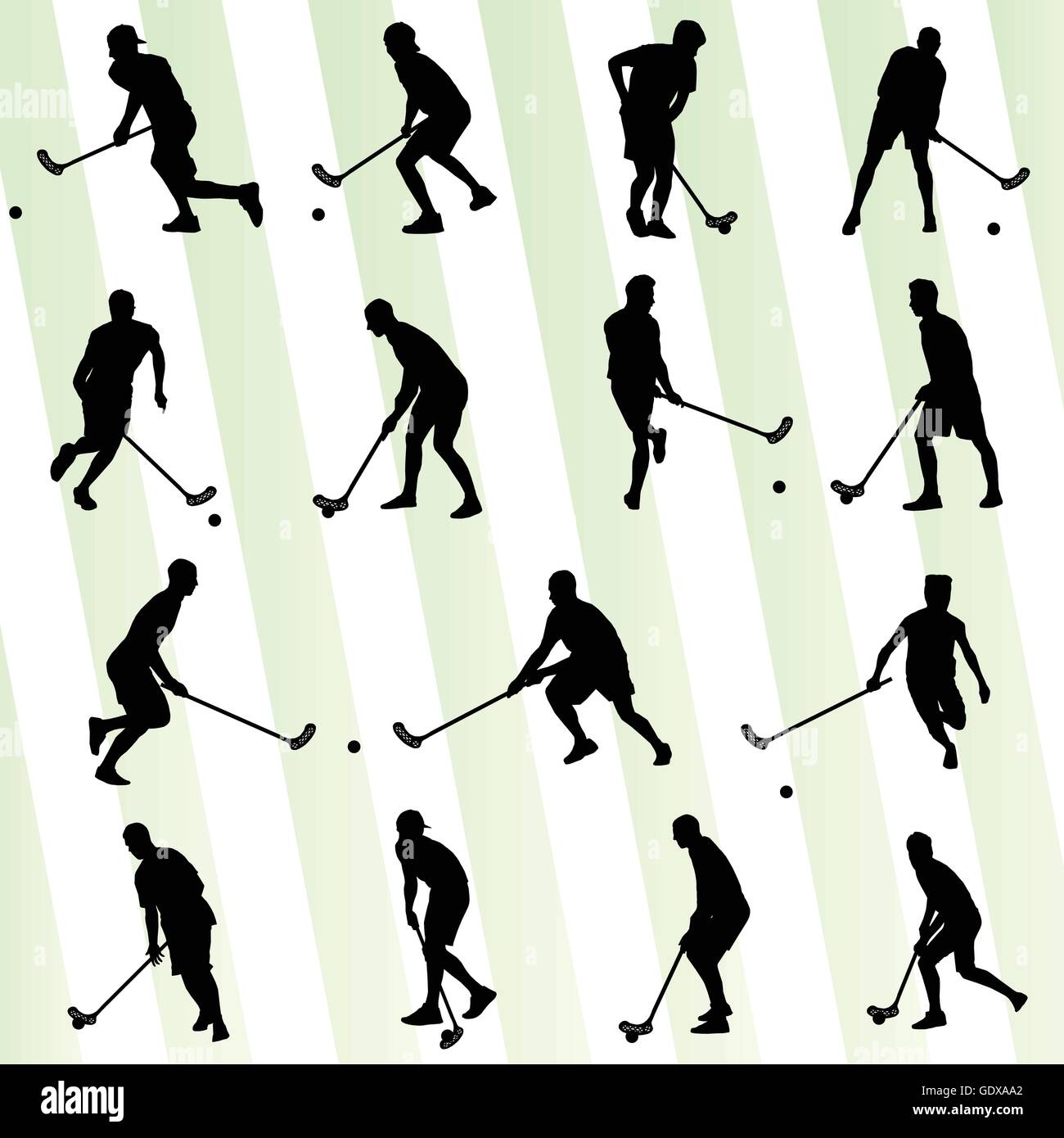 Floorball Spieler Vektor Silhouette Hintergrund Sport set für poster Stock Vektor