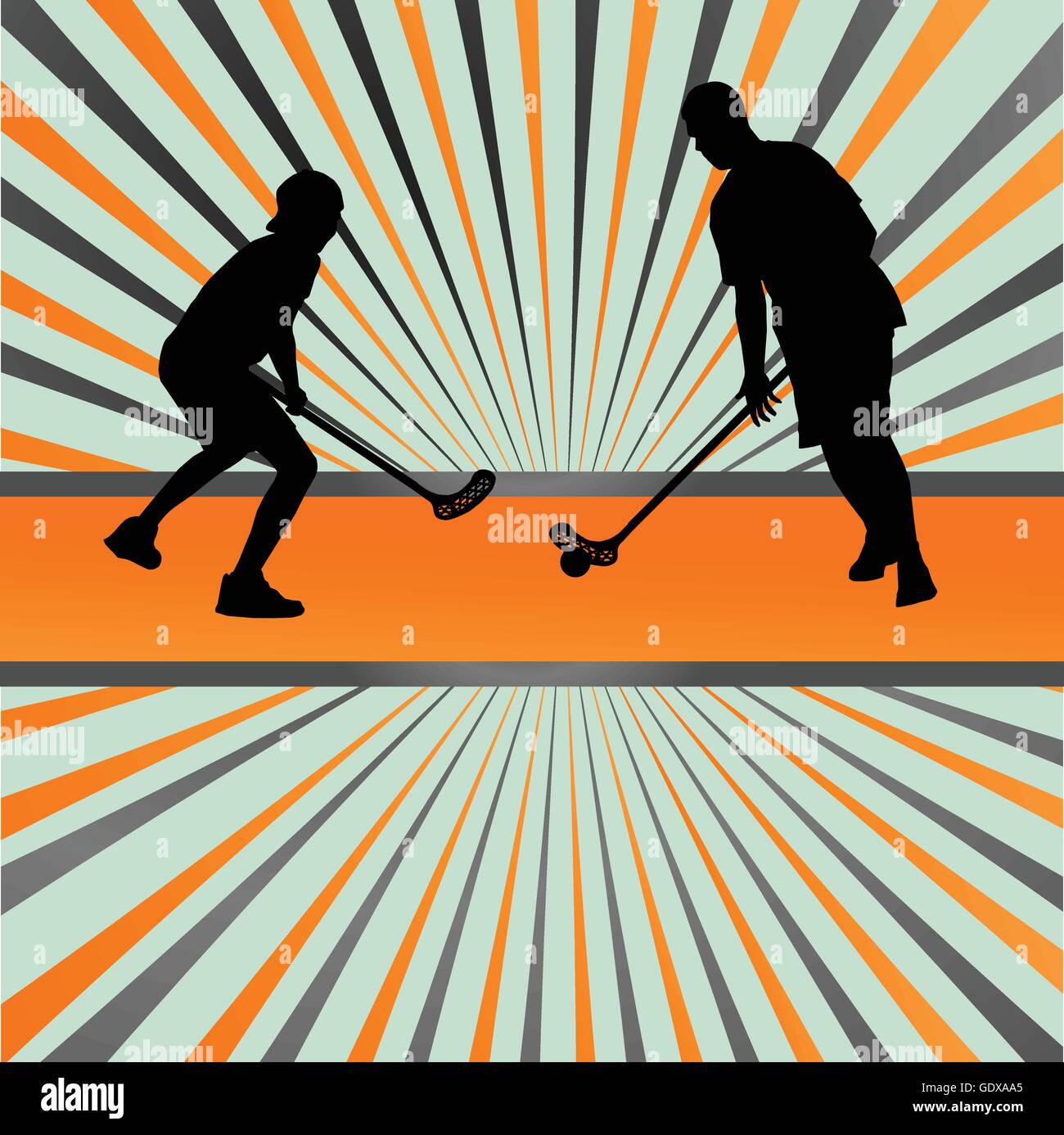 Floorball Spieler Vektor Silhouette Hintergrund abstrakt-Burst für poster Stock Vektor