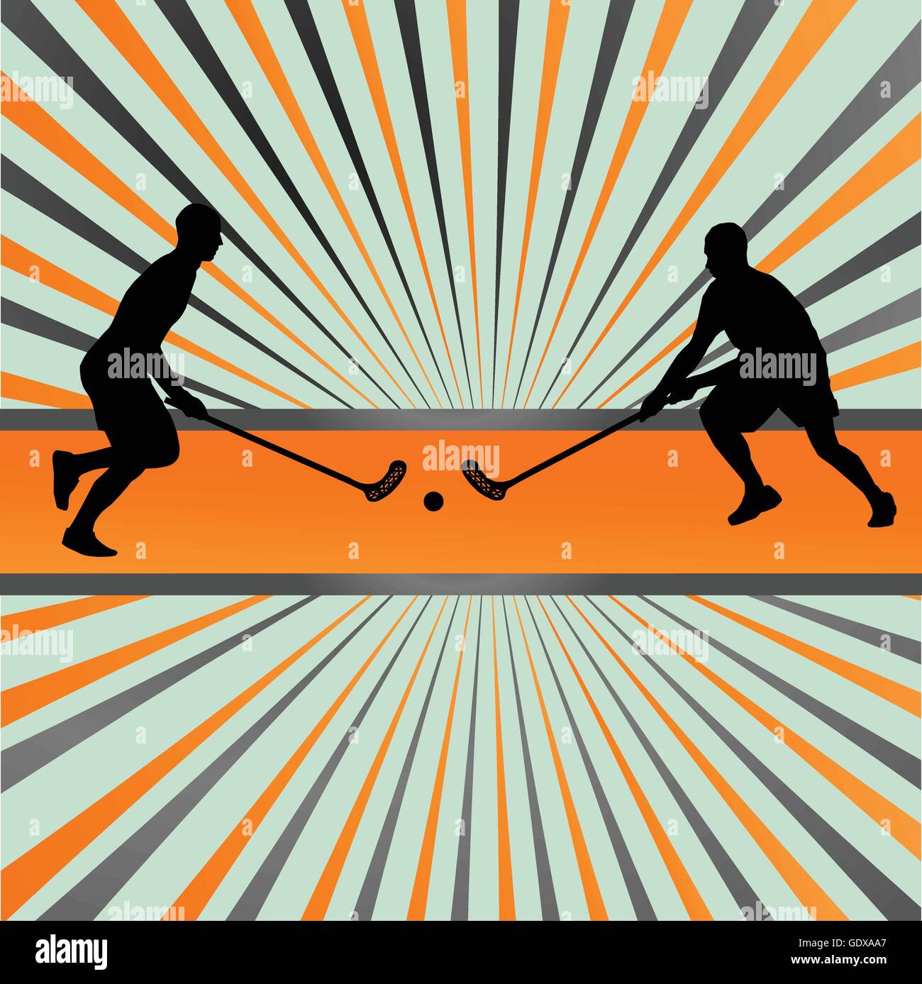 Floorball Spieler Vektor Silhouette Hintergrund abstrakt-Burst für poster Stock Vektor