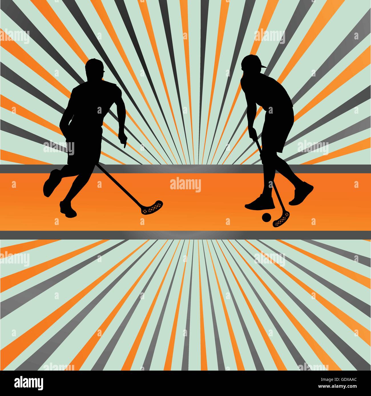 Floorball Spieler Vektor Silhouette Hintergrund abstrakt-Burst für poster Stock Vektor