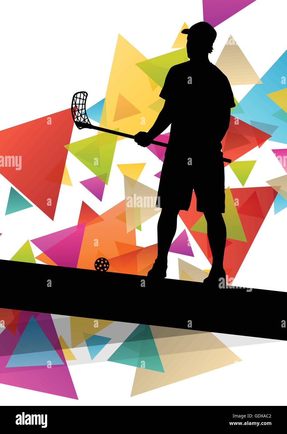 Floorball Spieler Silhouetten aktiven und gesunden Sport Vektor abstrakten Hintergrund illustration Stock Vektor