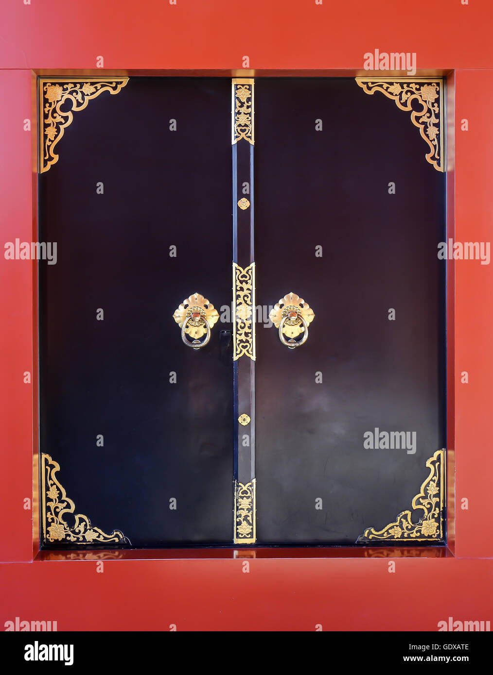 Schwarze Tür japanischen Stil, Sensoji Tempel, Asakusa, Tokyo, Japan Stockfoto