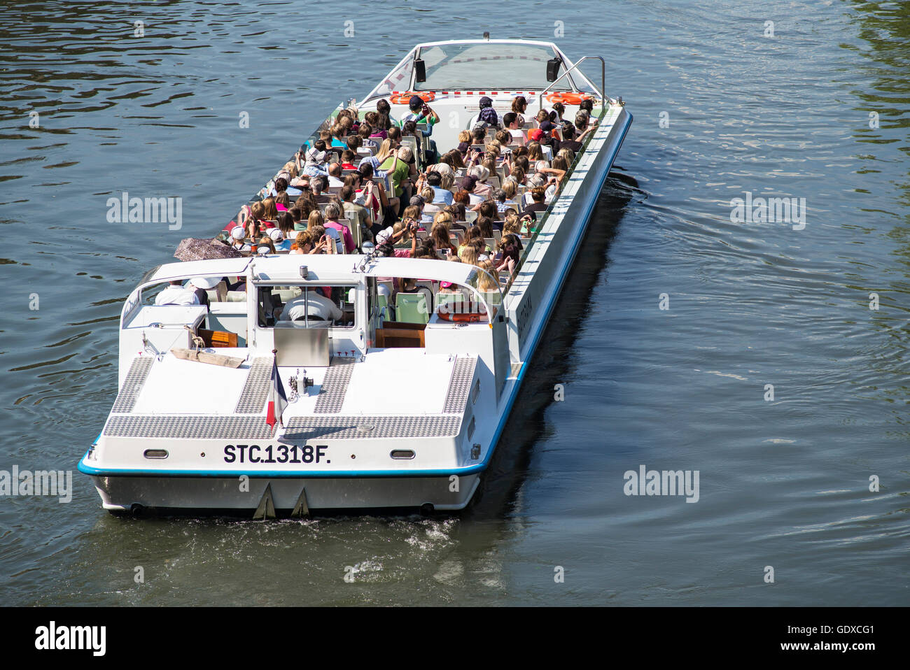 Sightseeing tourist tour Bootsfahrt auf der Ill, Straßburg, Elsass, Frankreich, Europa Stockfoto