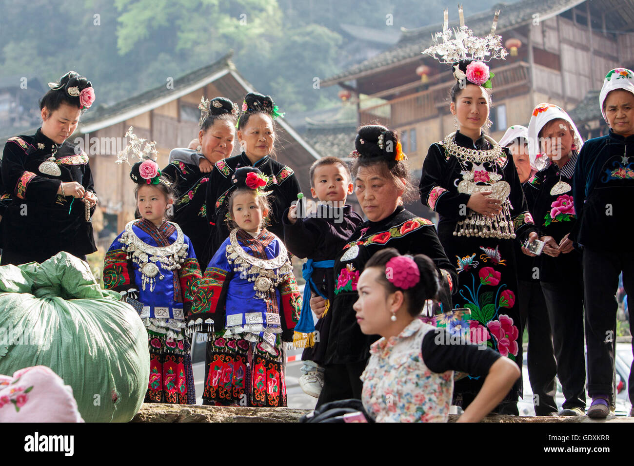 Miao Gemeinde in Qiandongnan, 2015 Stockfoto