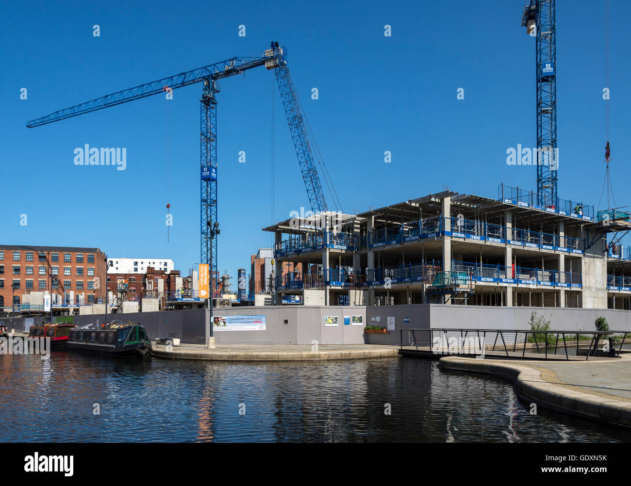 Die "Cotton Field Wharf" Wohnungen im Bau in Cotton Field Park Marina, neue Islington, Ancoats, Manchester, England, UK Stockfoto