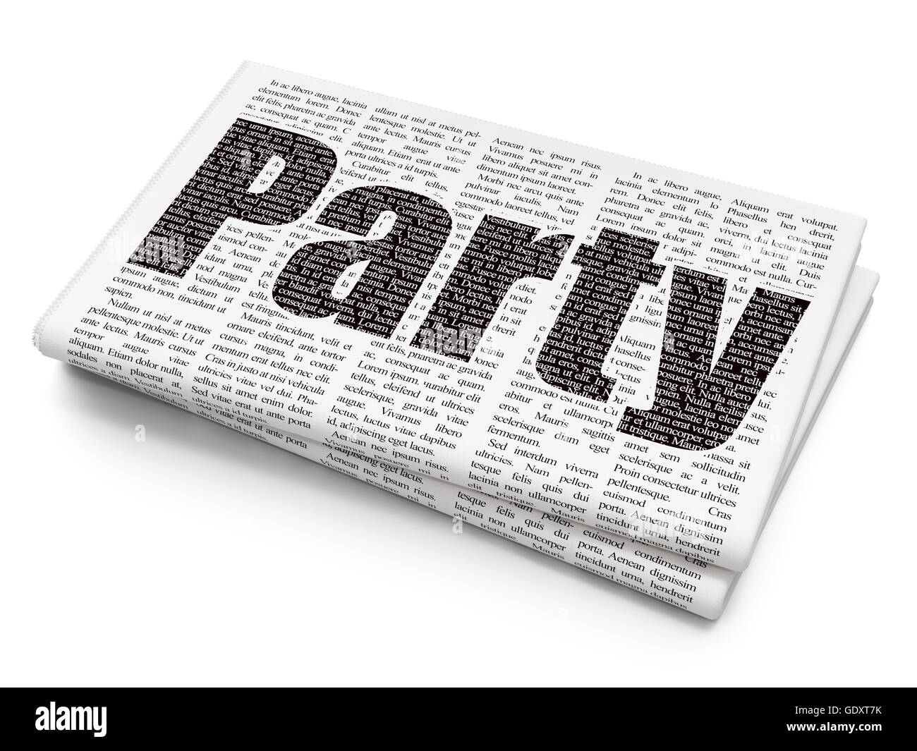 Unterhaltung, Konzept: Party auf Zeitung Hintergrund Stockfoto