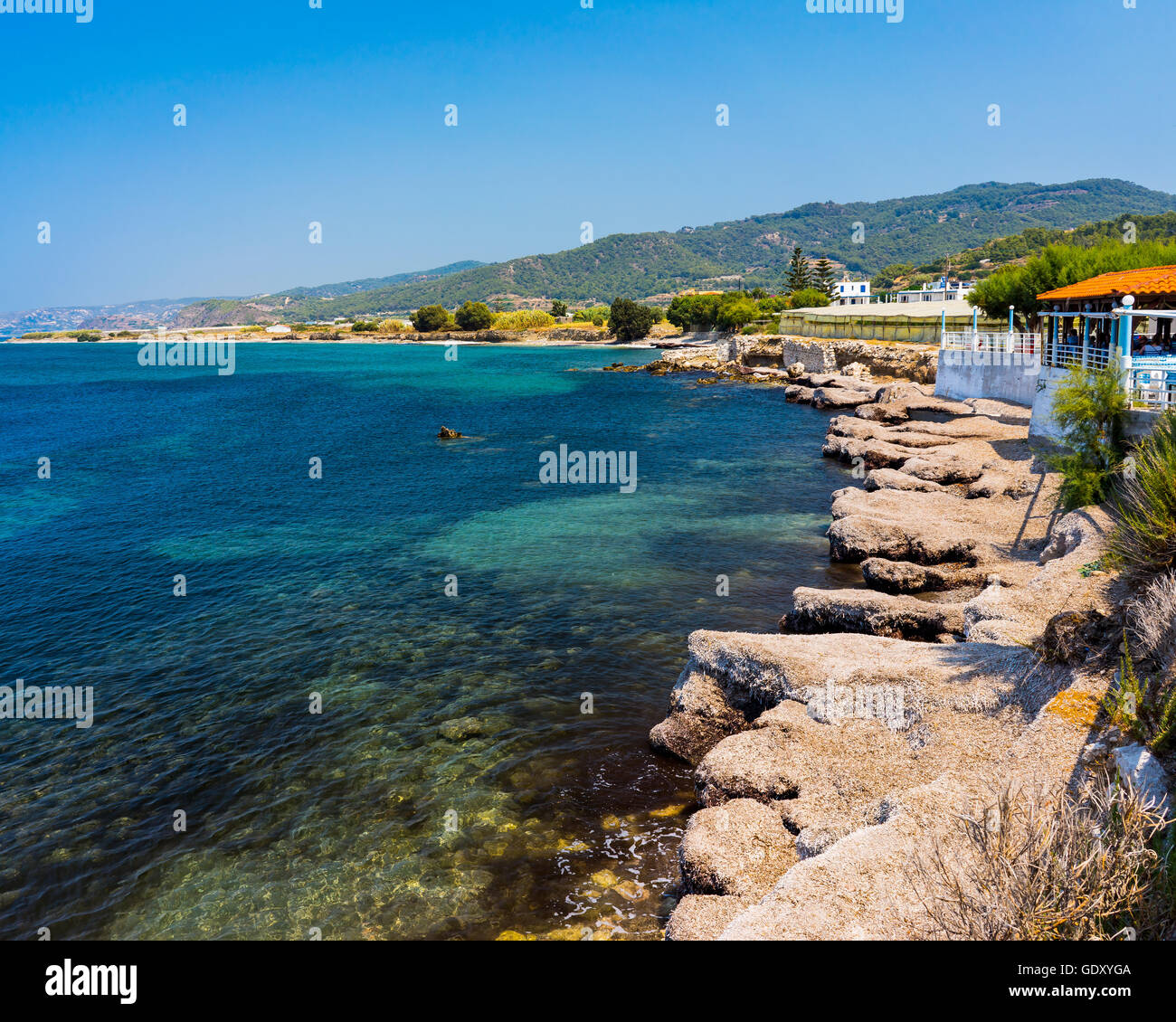 Das Fischerdorf Dorf von Kamiros Skala Rhodos Dodekanes Griechenland Europa Stockfoto