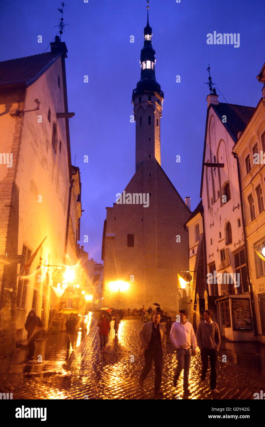 Das Rathaus von der alten Stadt Tallinn in Estland in den baltischen Ländern in Europa. Stockfoto