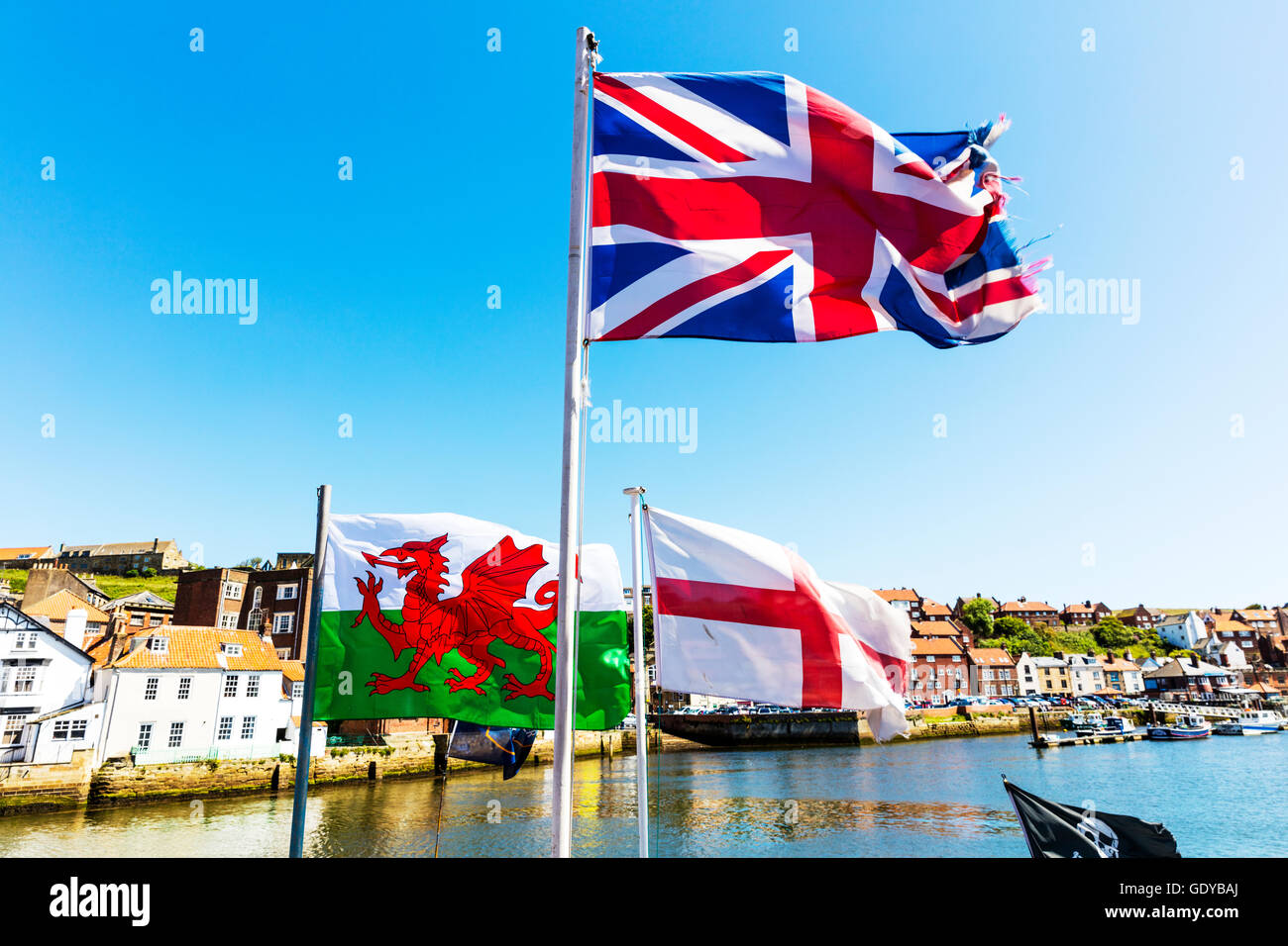Union Jack-Flagge walisische Flagge St George Flagge Flaggen der Vereinigtes Königreich UK UK England GB Stockfoto