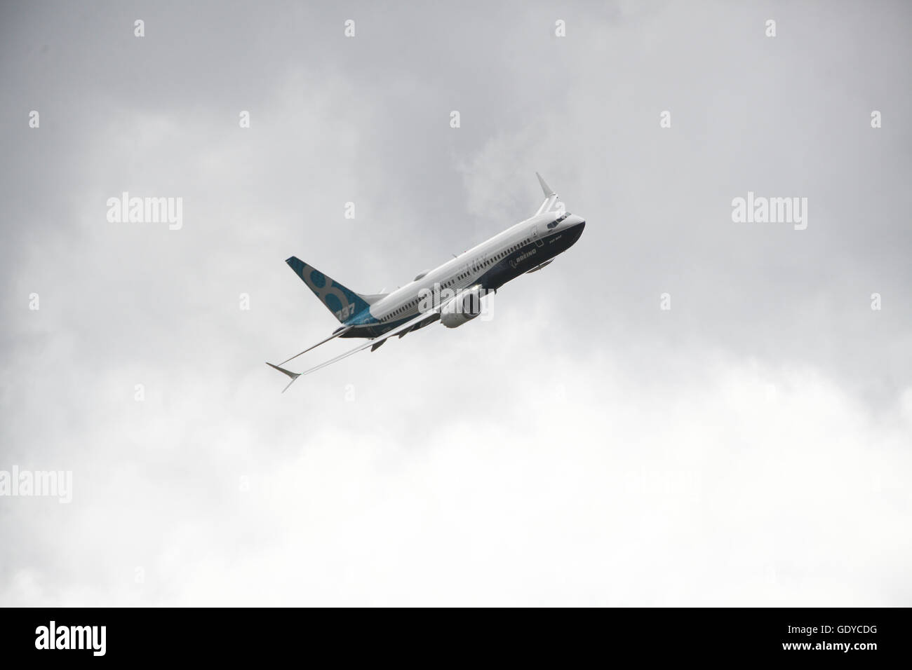 Boeing 737 Max bei der Farnborough Air Show 2016 Stockfoto