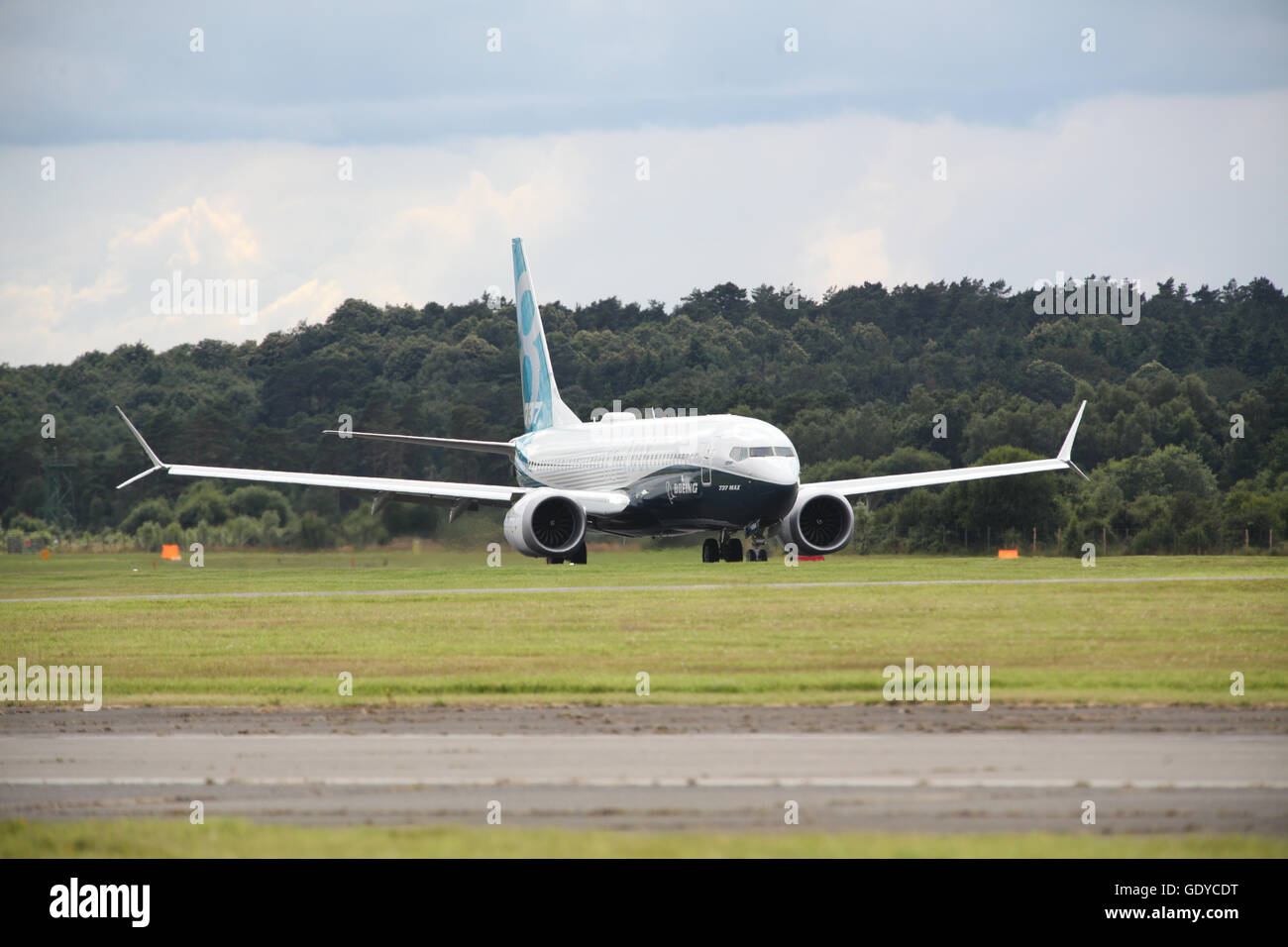 Boeing 737 Max bei der Farnborough Air Show 2016 Stockfoto