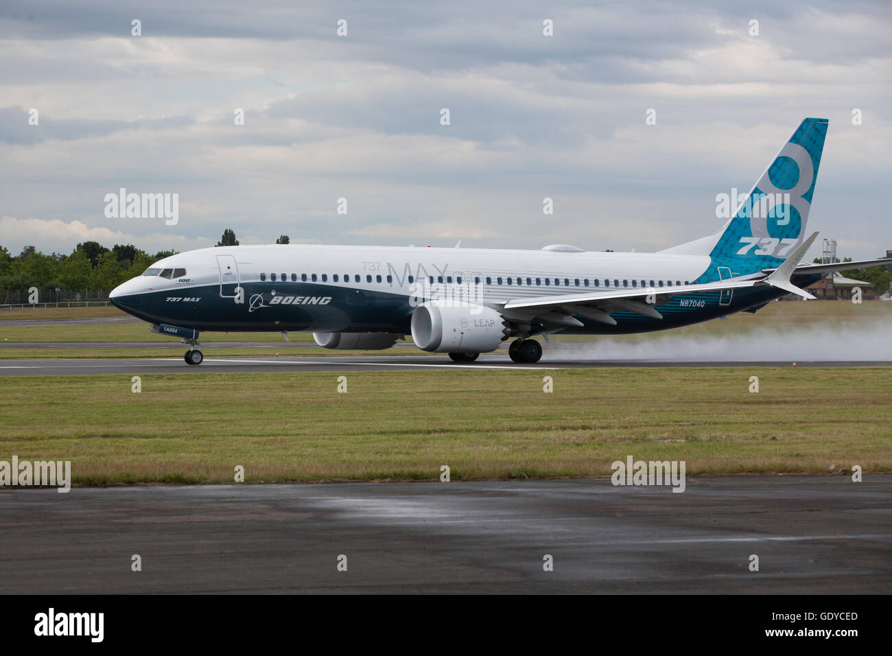 Boeing 737-8 auf der Farnborough Air Show 2016 Stockfoto