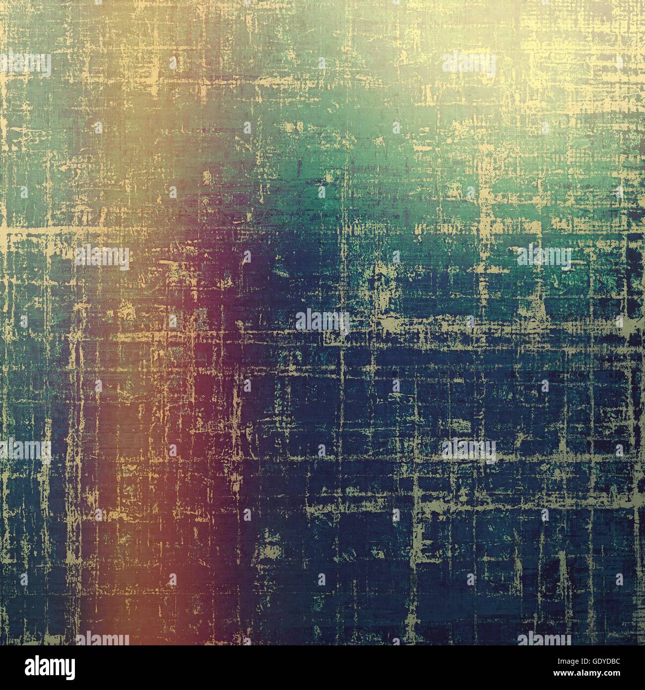 Geädert Grunge Hintergrund oder zerkratzt Textur mit Vintage Gefühl und verschiedene Farbmuster: gelb (Beige); Braun; Grün; Blau; rot (Orange); Purple (violett) Stockfoto