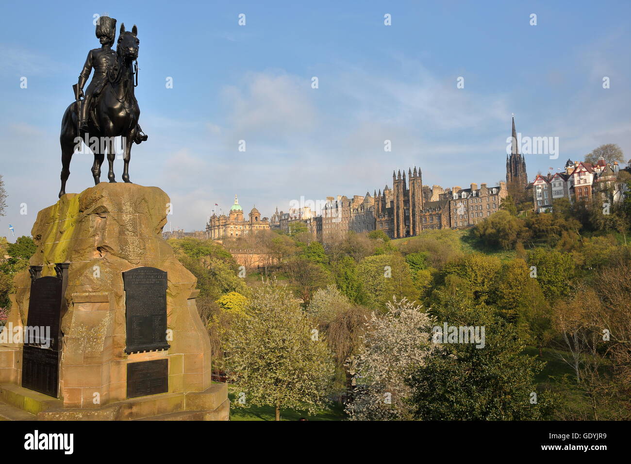 Das Royal Scots Greys Monument am Princes Street Gardens, Edinburgh Stockfoto