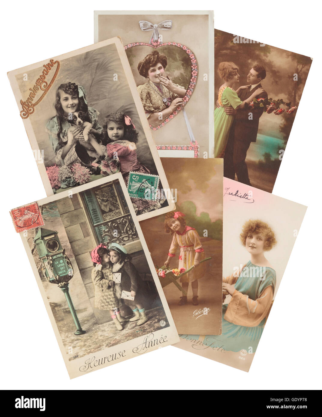 Französische Postkarten aus um 1908 Stockfoto