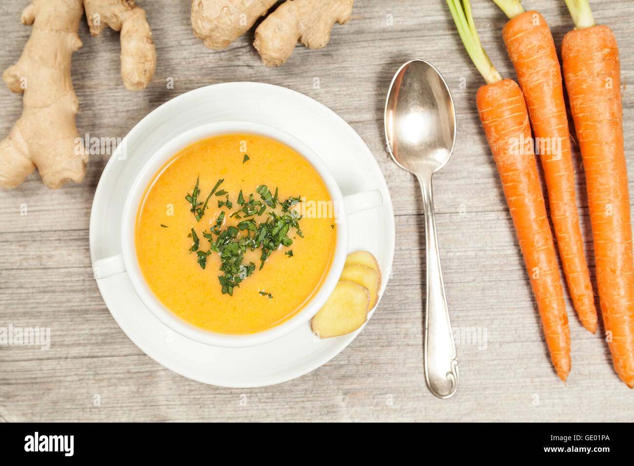 Ingwer-Karotten-Suppe Stockfoto