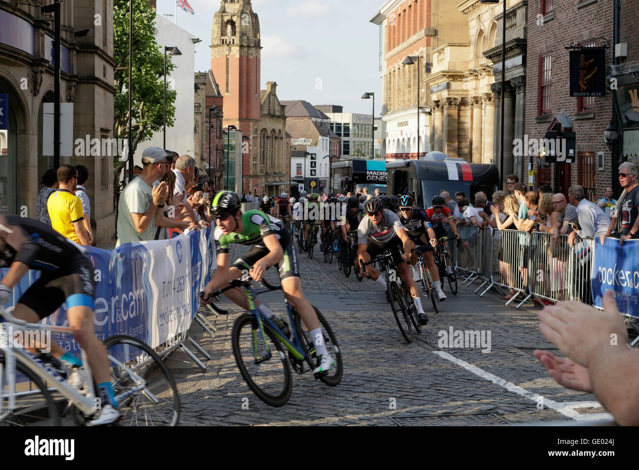 British Cycling Grand Prix Rennen, Sheffield Stadtzentrum 2016 Sportereignis Radrennen Stockfoto