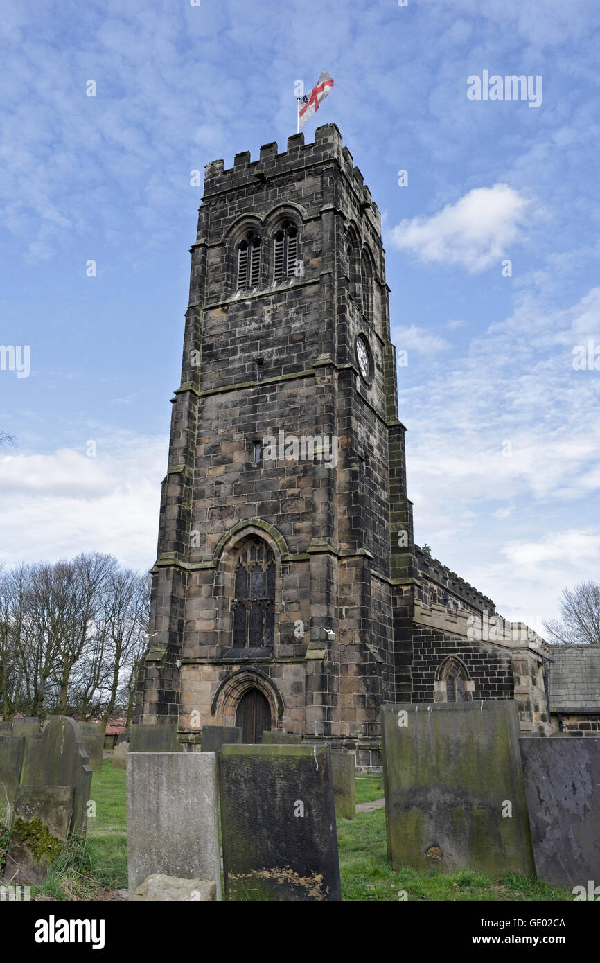 St Lawrences Kirche in North Wingfield, Derbyshire, England, Großbritannien, Klasse I, denkmalgeschütztes Gebäude Stockfoto