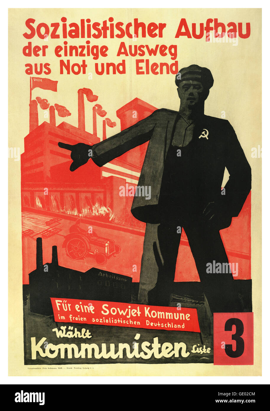 WW2 1930 Nazideutschland antikommunistischer Propaganda Poster Serie sagen Kommunismus bringt Elend Stockfoto