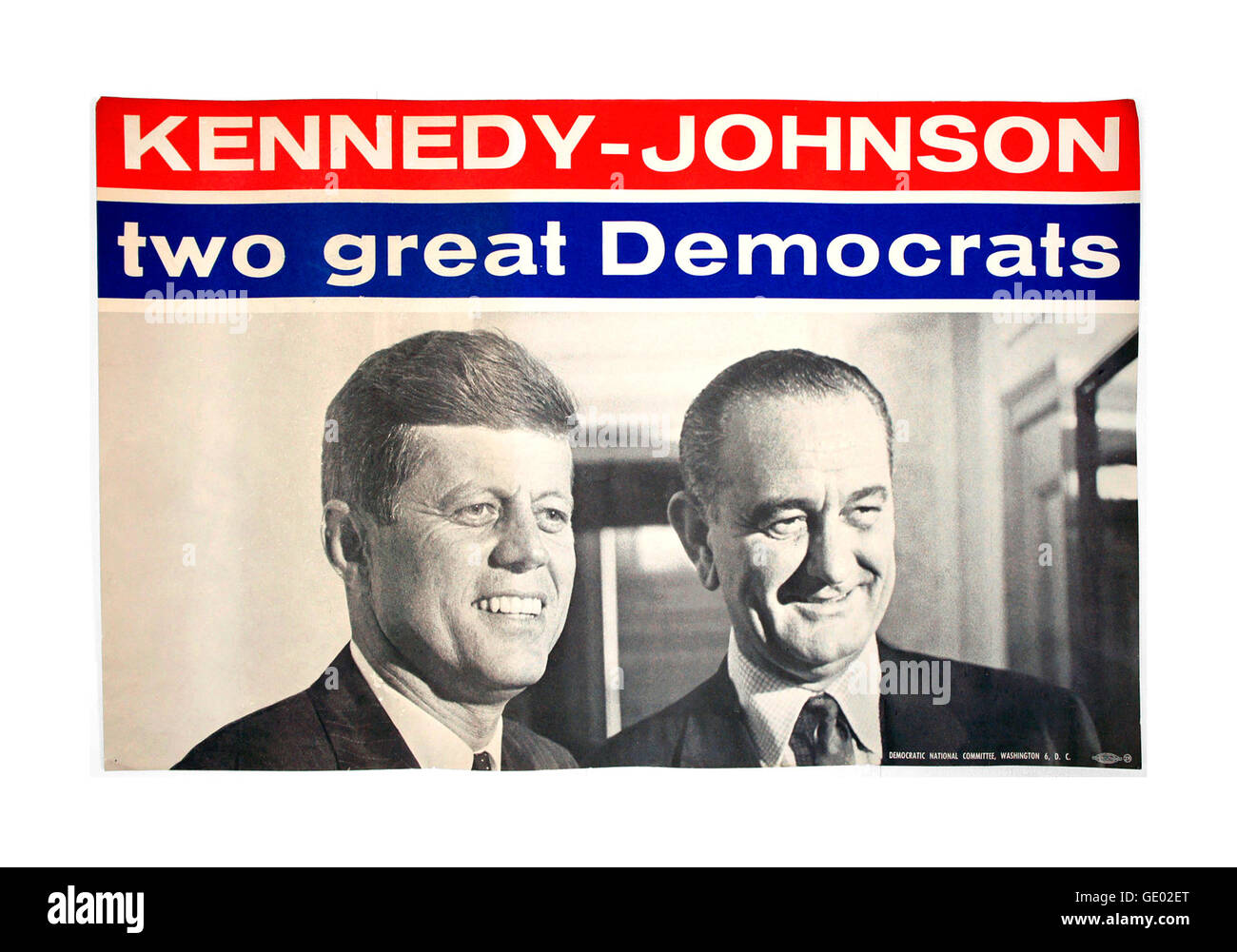 Historischen Jahrgang 1960 Wahlplakat für JFK Kennedy & Lyndon Baines Johnson für Präsident & Vice President für USA Stockfoto