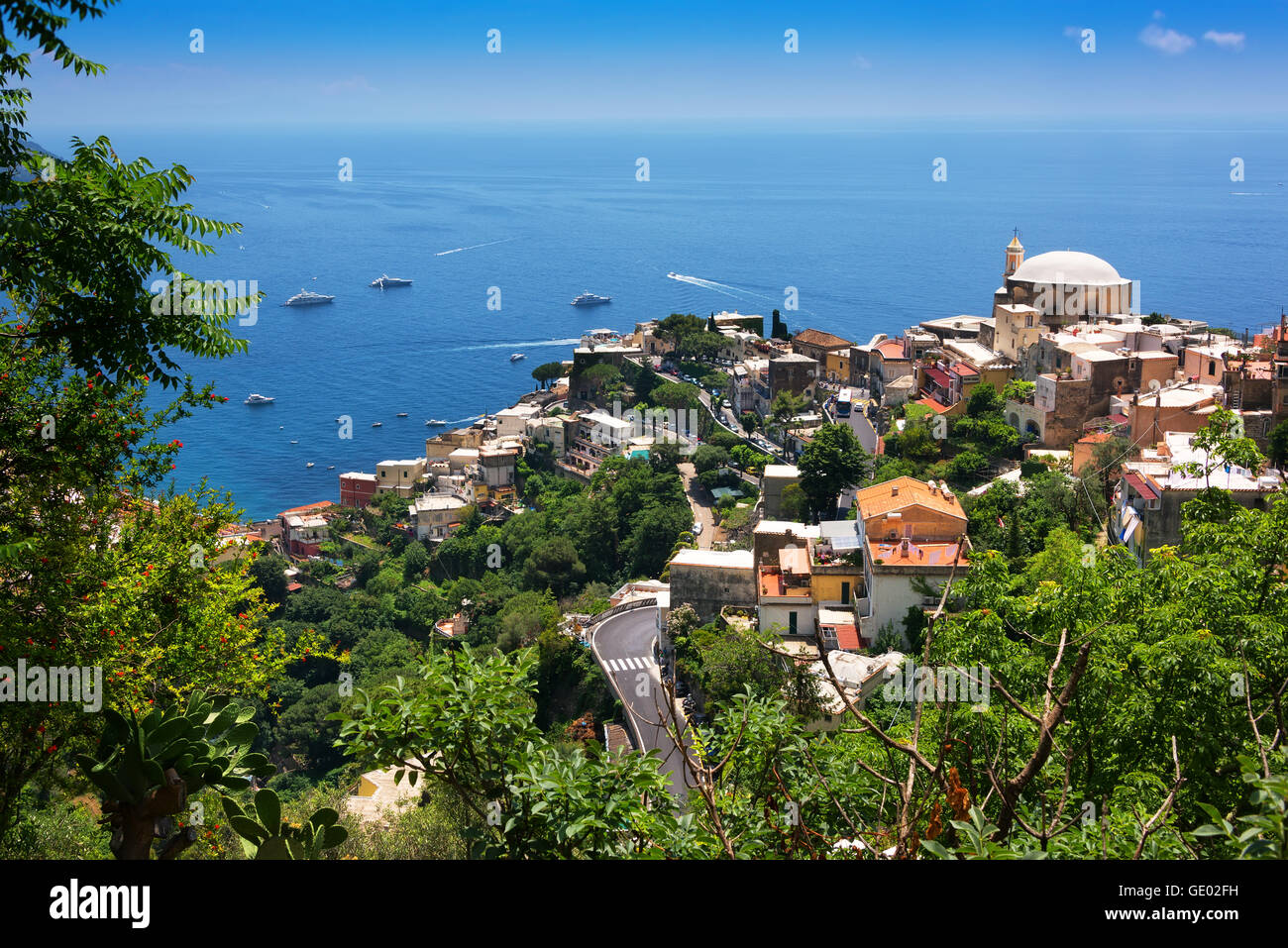 Blick auf Positano, Italien Stockfoto