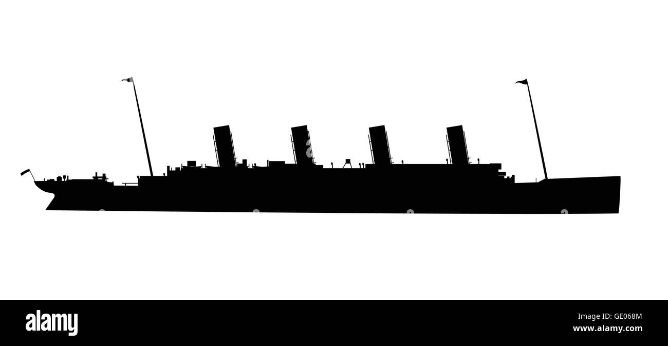 Silhouette der dem Untergang geweihten Ozeandampfer Titanic Stock Vektor