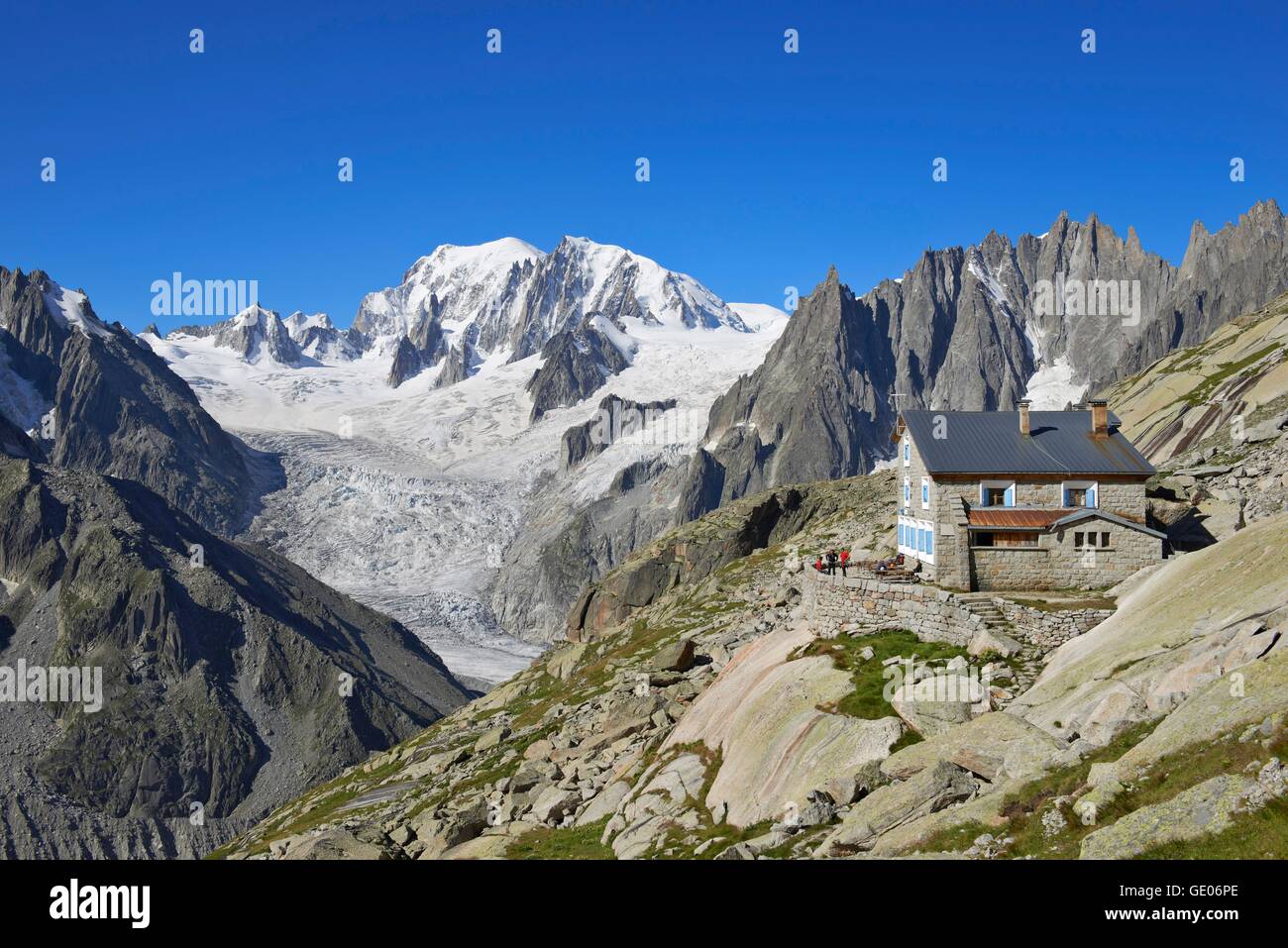 Geographie/reisen, Frankreich, Mont Blanc (4810 m) bei Sonnenuntergang von Couv Zuflucht, Chamonix, Additional-Rights - Clearance-Info - Not-Available Stockfoto