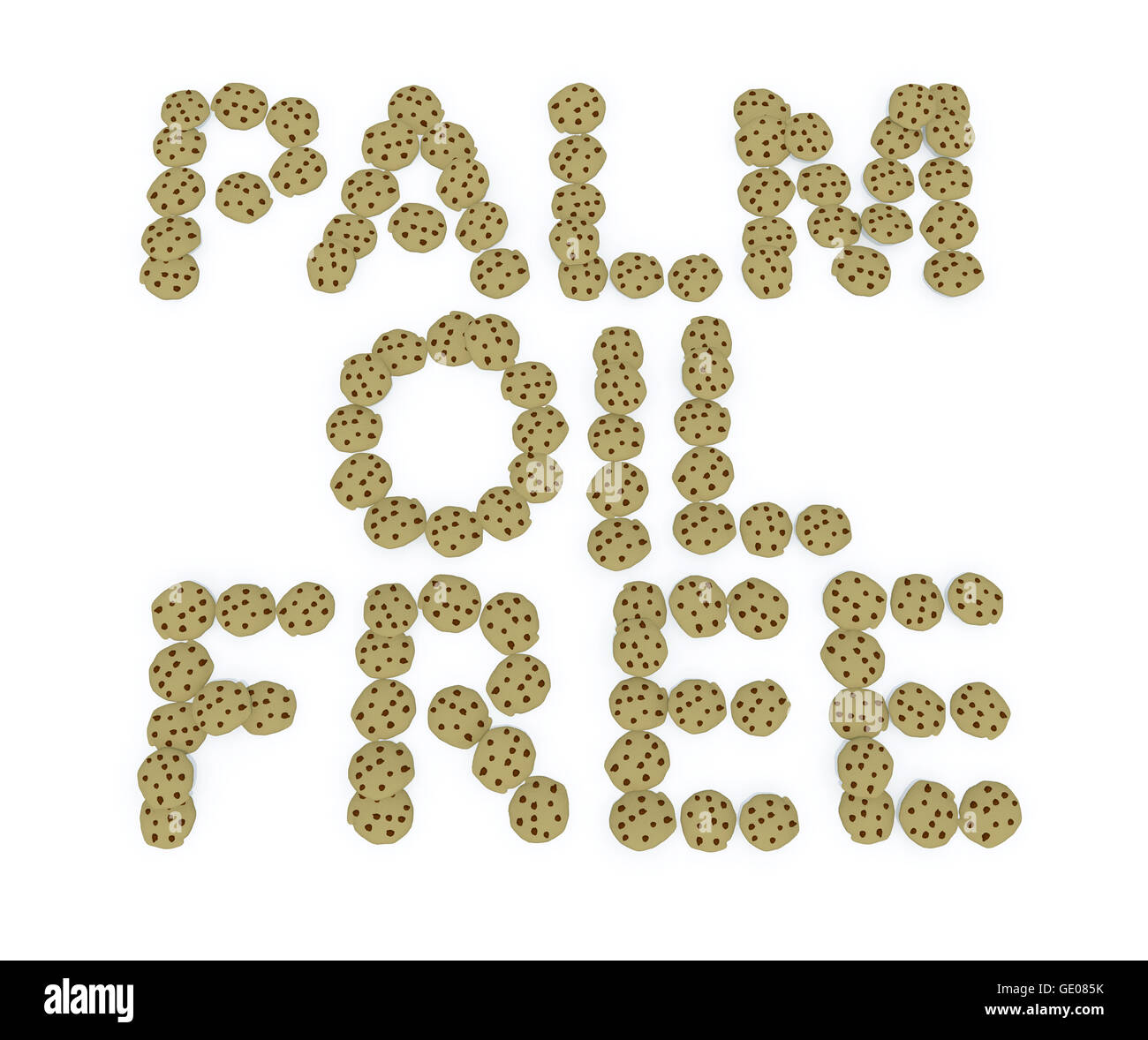 schriftliche Palmöl mit Cookies, 3d illustration Stockfoto