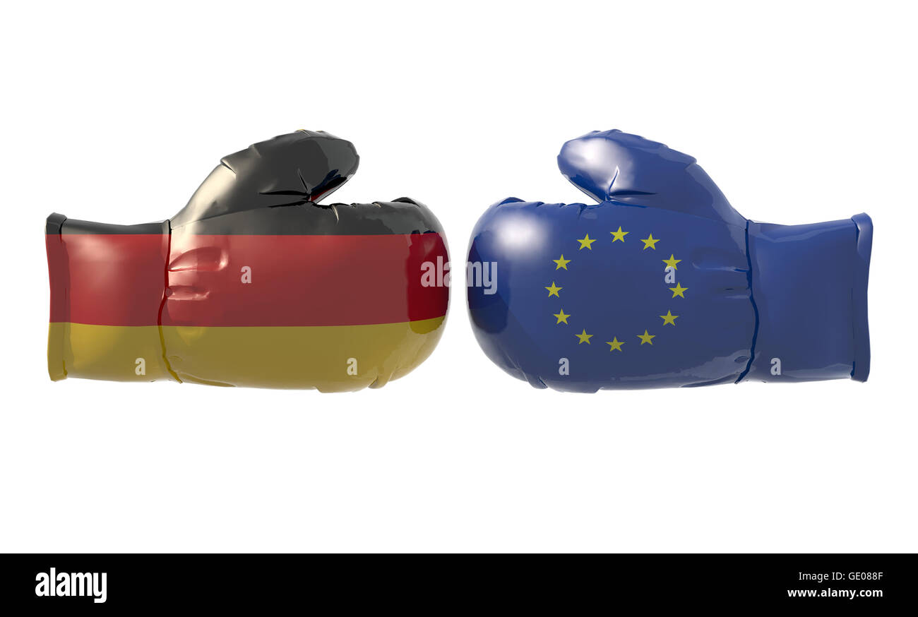Boxhandschuhe mit Deutsch und Euro Fahne, isoliert 3d illustration Stockfoto