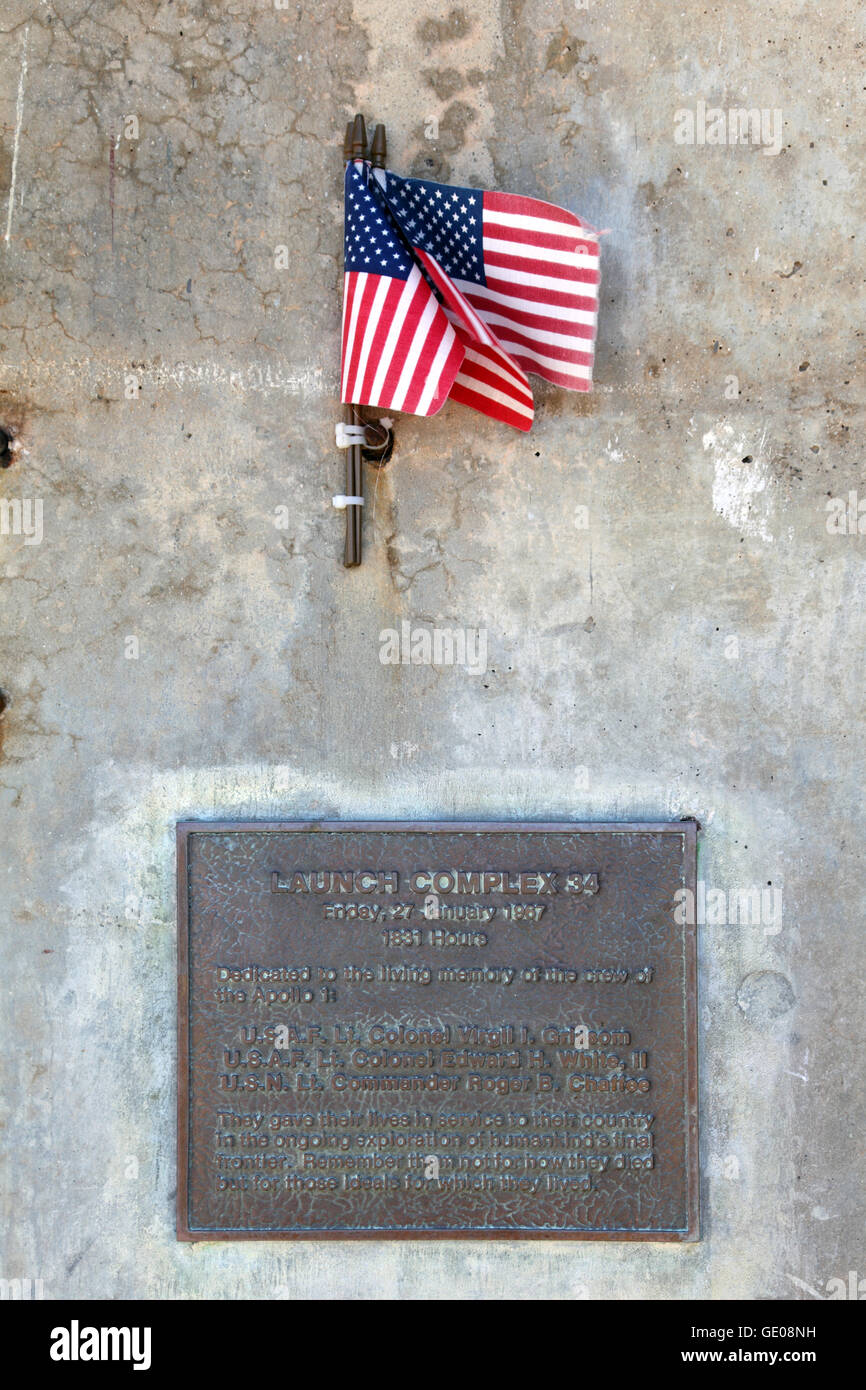 Geographie/Reisen, USA, Florida, Cape Canaveral, dem Kennedy Space Center, Gedenktafel für 'Apollo 1' bei der Szene der Brandkatastrophe von 1967, - - Not-Available Clearance-Info Additional-Rights Stockfoto