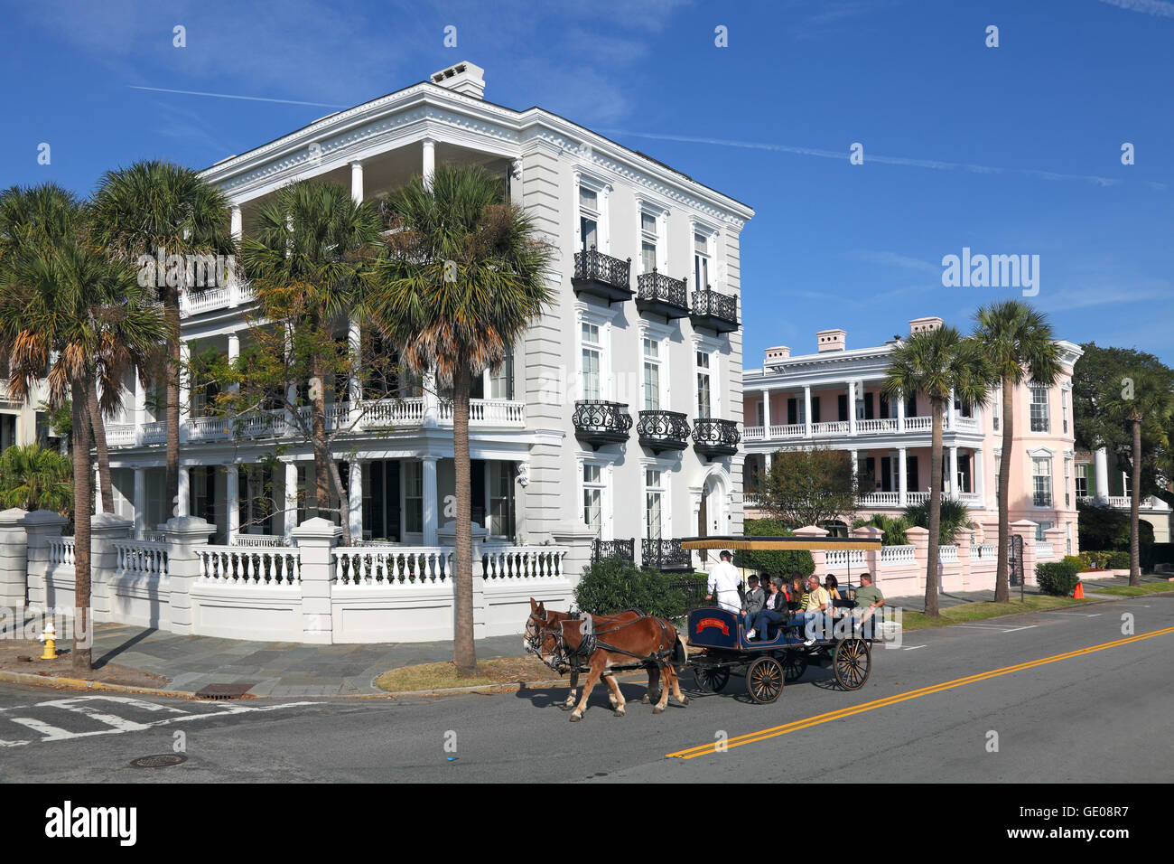 Geographie/Reisen, USA, South Carolina, Charleston, Herrenhäuser in Ost Batterie, Außenansicht, Additional-Rights - Clearance-Info - Not-Available Stockfoto