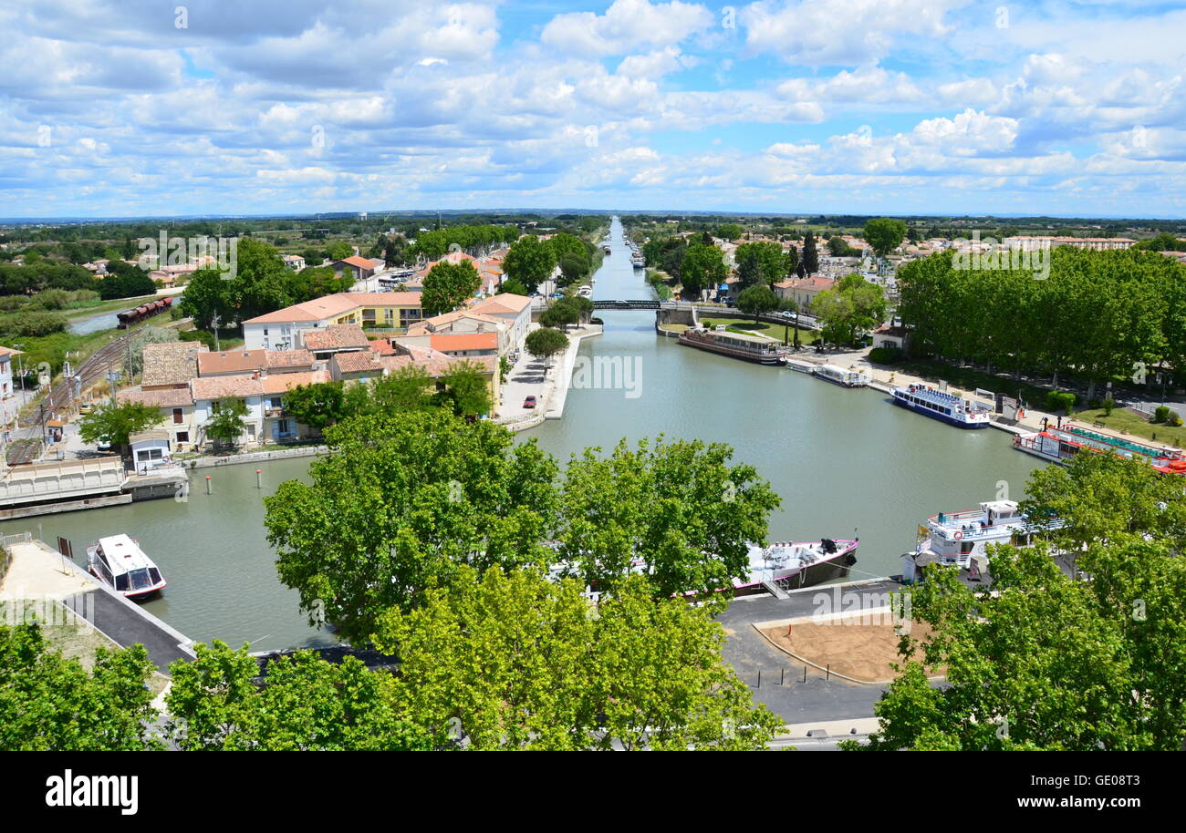 Geographie/reisen, Frankreich, Languedoc-Rossillon, Aigues-Mortes, Kanal Rhone-Sete, Erweiterung des Canal du Midi, gebaut von Pierre-Paul Riquet, Additional-Rights - Clearance-Info - Not-Available Stockfoto