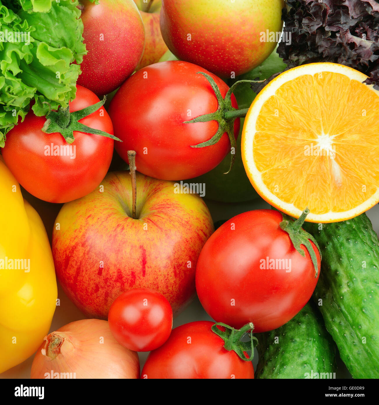 Obst und Gemüse Hintergrund Stockfoto