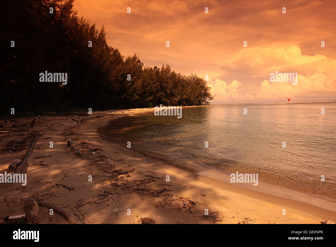 Ein Strand An Der Kuste In Der Nahe Der Stadt Bandar Seri Begawan Im Land Von Brunei Darussalam Auf Borneo In Sudostasien Stockfotografie Alamy