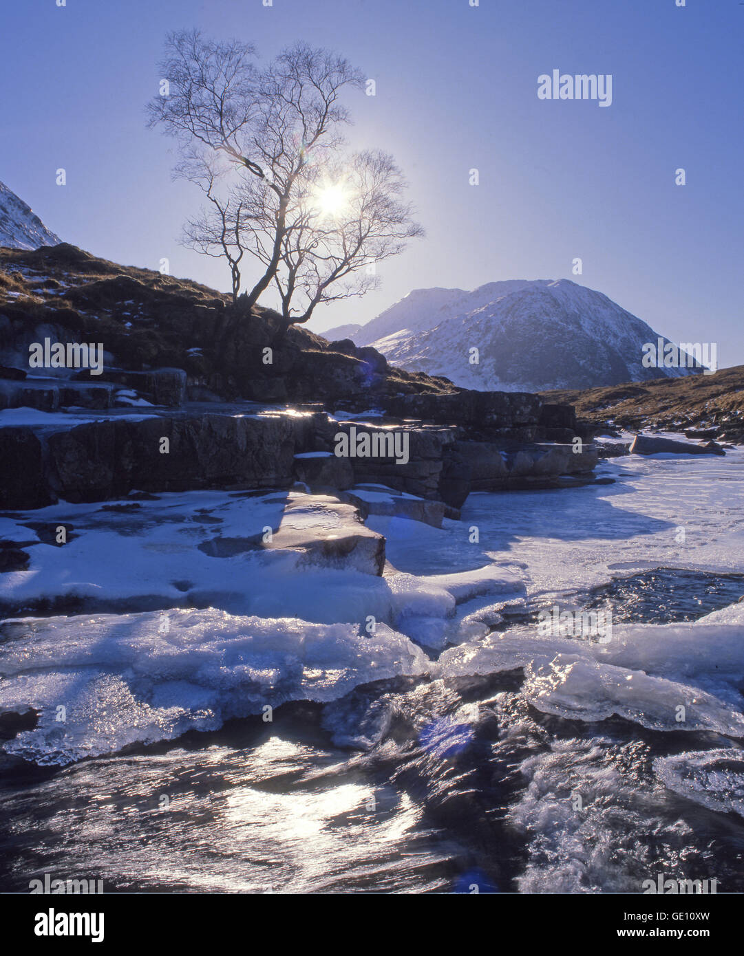 Winter-Szene in Glen Etive, Argyll Stockfoto