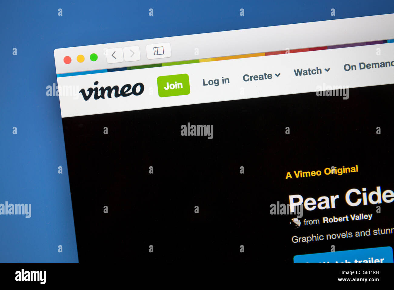 Vimeo-Website auf einem Computer-Bildschirm Stockfoto
