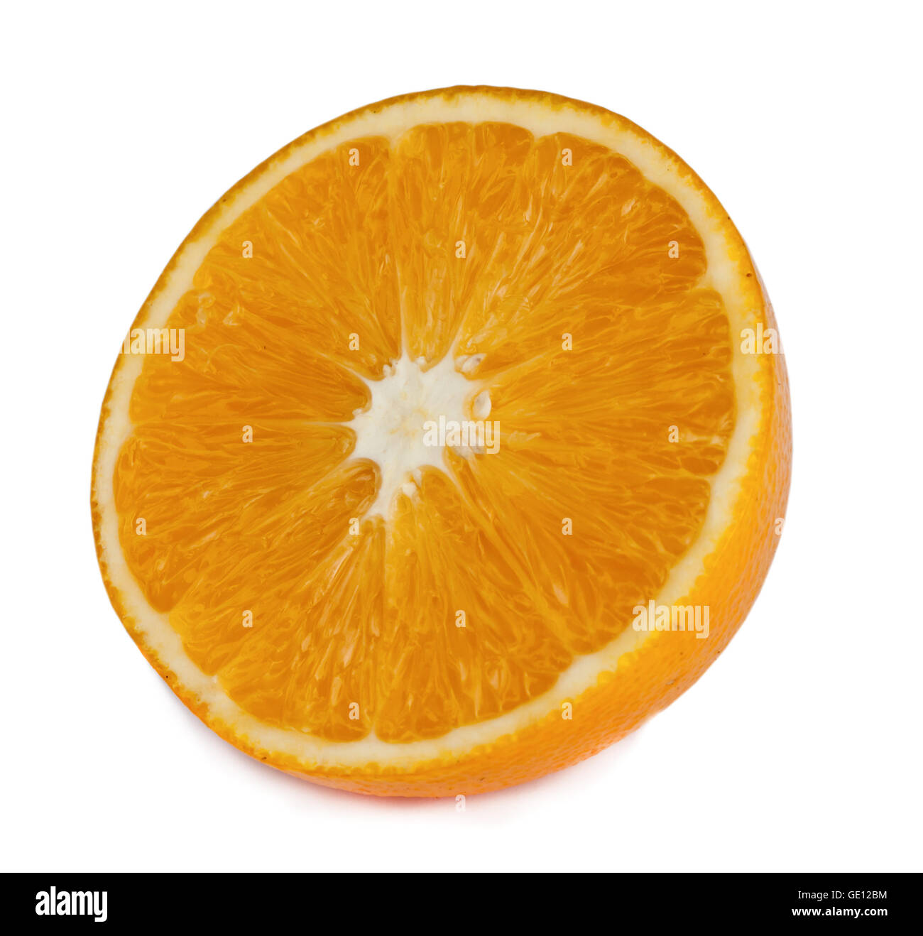 Orange isoliert auf weißem Hintergrund. Stockfoto