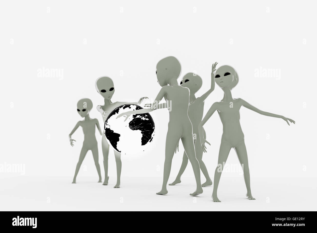 3D Abbildung einer Gruppe von Ausländern, die isoliert auf weißem Hintergrund Stockfoto