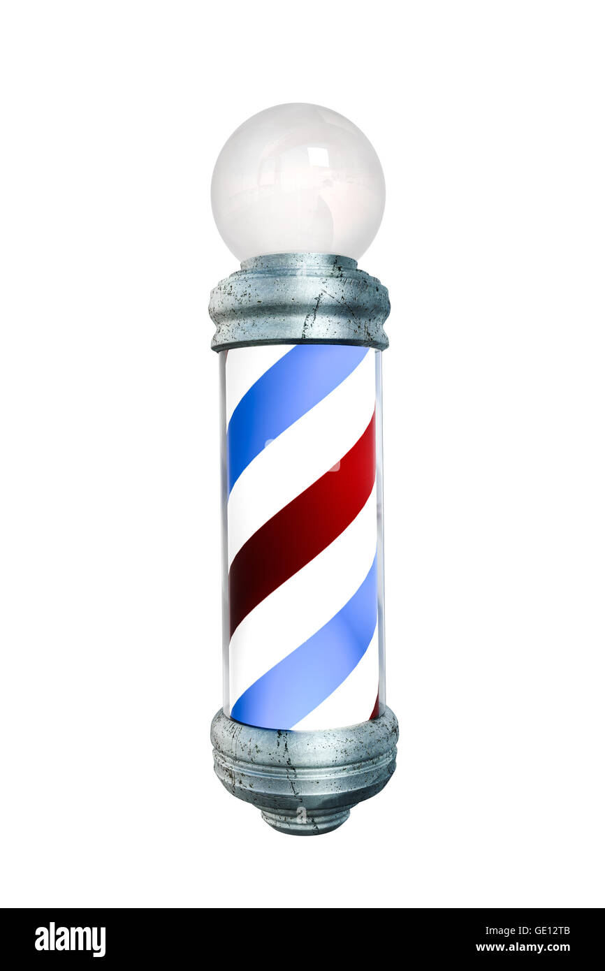 Barber Pole isoliert auf weißem Hintergrund Stockfoto