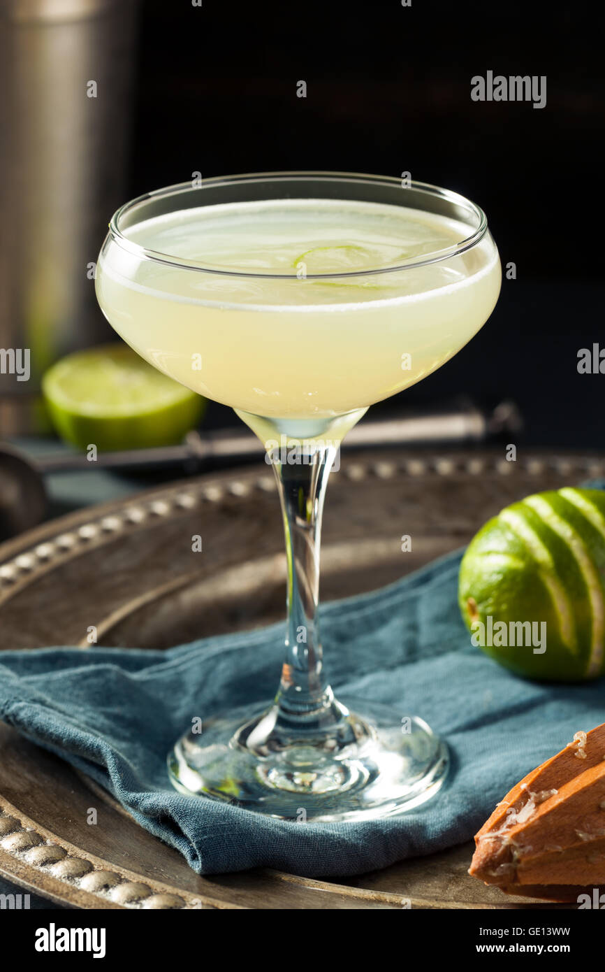 Alkoholische Kalk und Gin Gimlet mit Garnierung Stockfoto