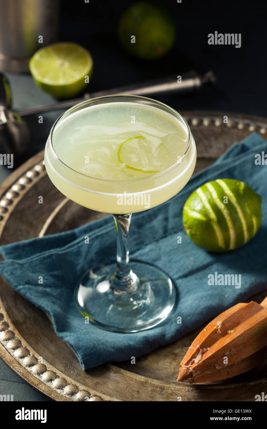 Alkoholische Kalk und Gin Gimlet mit Garnierung Stockfoto