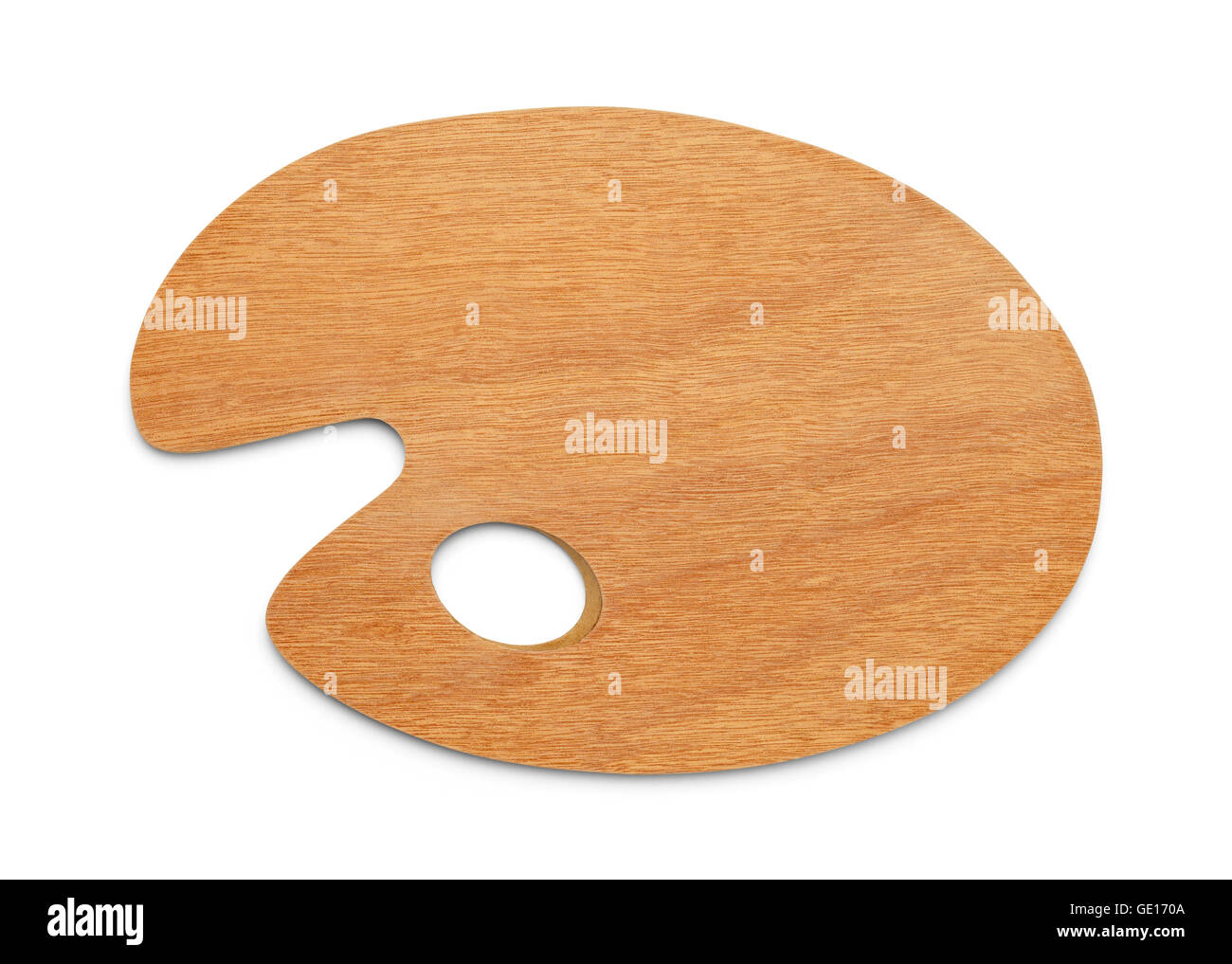 Künstler-Holz-Farbe-Palette mit textfreiraum Isolated on White Background. Stockfoto