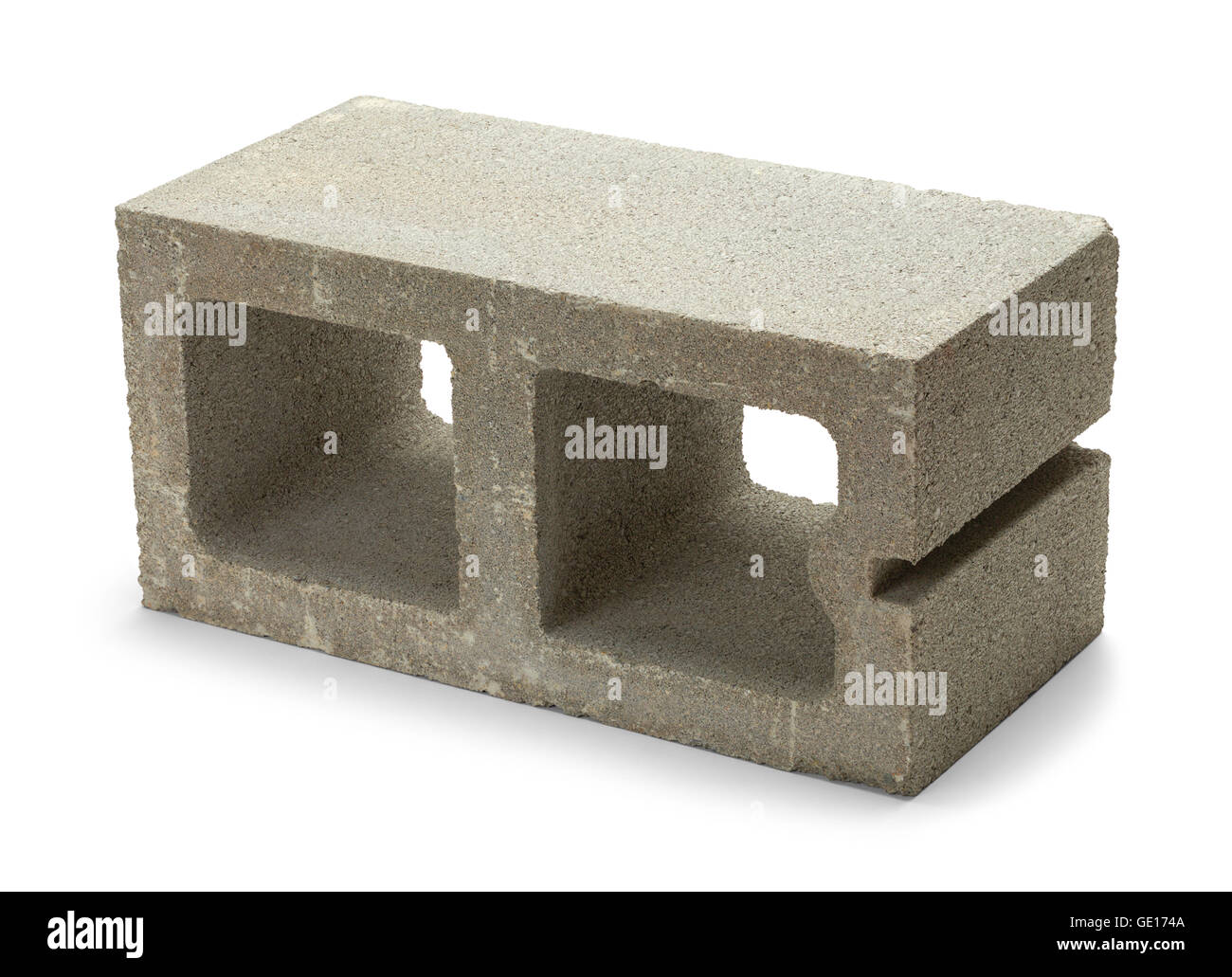 Einzigen grauen Beton Betonklotz Isolated on White Background. Stockfoto