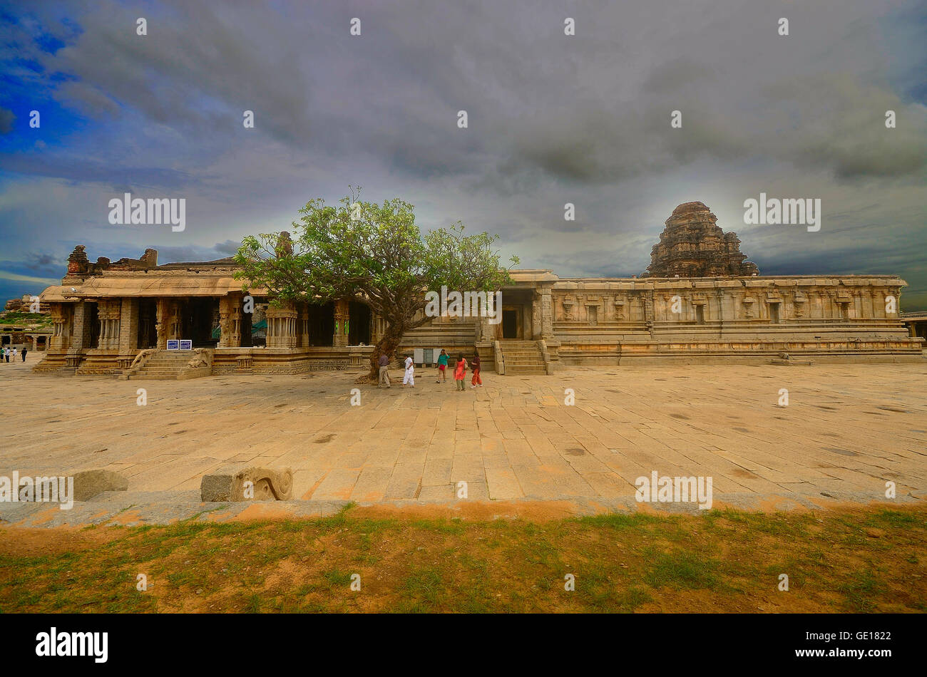 Schöne Aussicht auf Vitthala-Tempel, Tempelanlage, Hampi, Karnataka, Indien Stockfoto